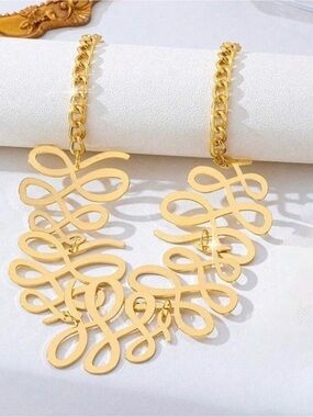 Abstract Swirl Statement Bib Necklace